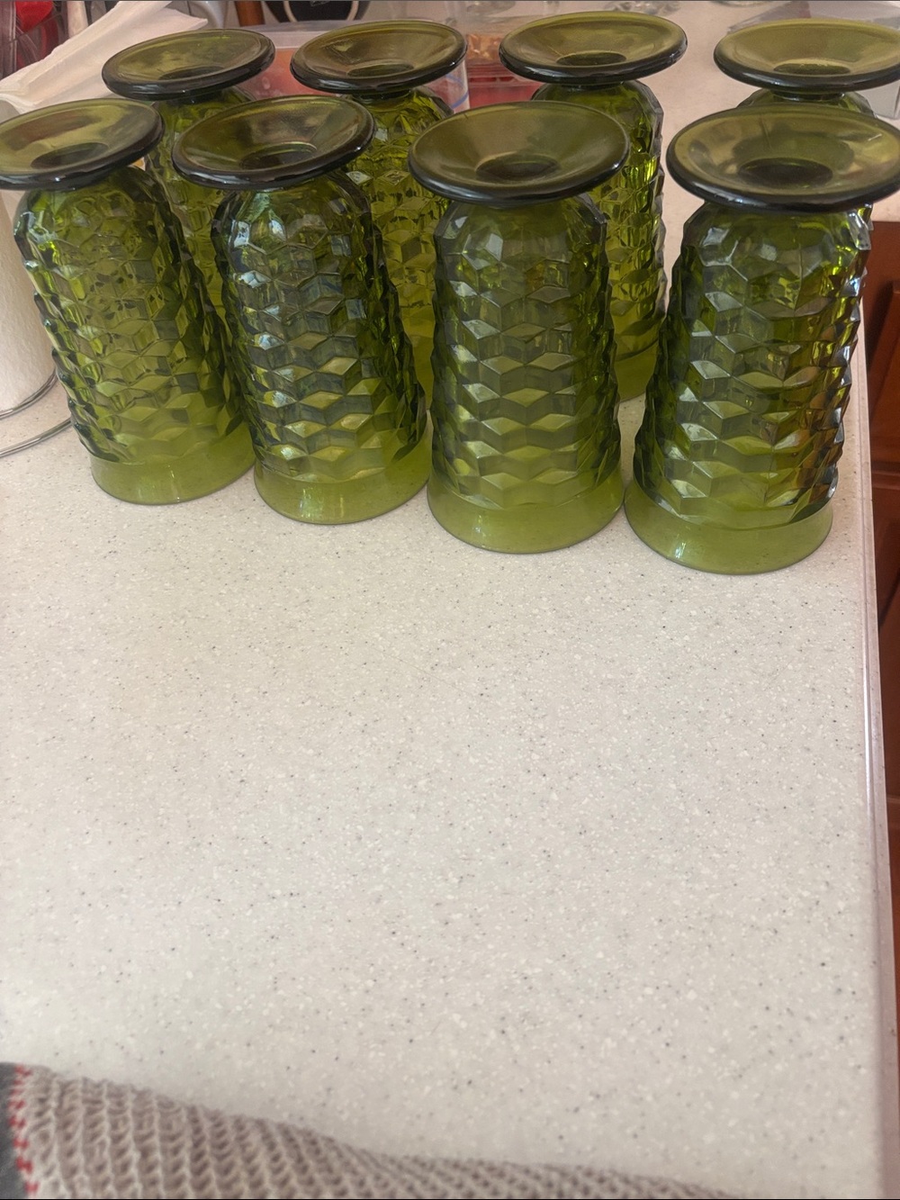 Green Textured Glass Tumbler - Set of 8
